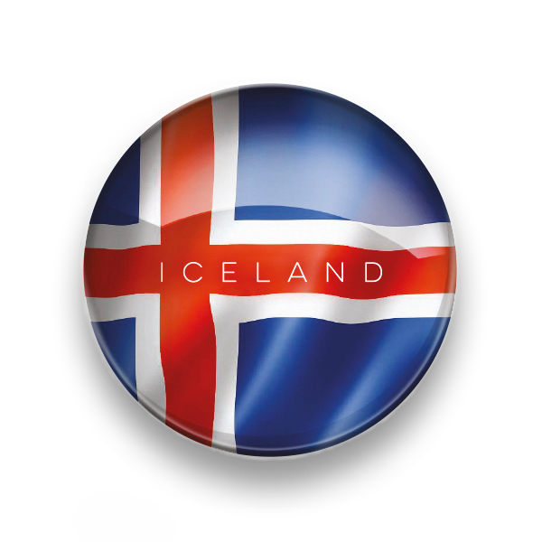 Glersegull Íslenski fáninn hringlóttur 5*5