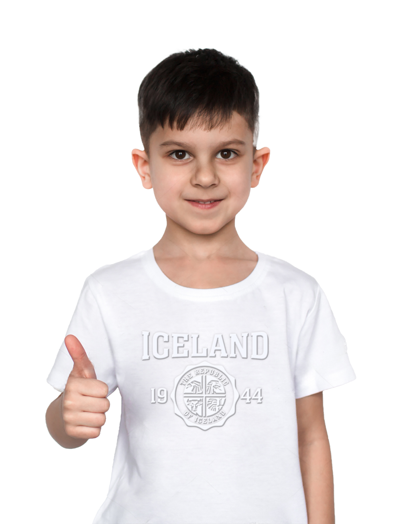Barnabolur hvítur stutterma 7-8 ára