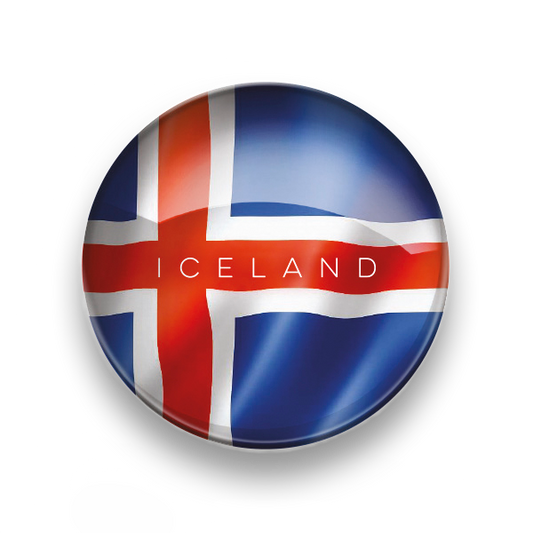 Glersegull Íslenski fáninn hringlóttur 5*5